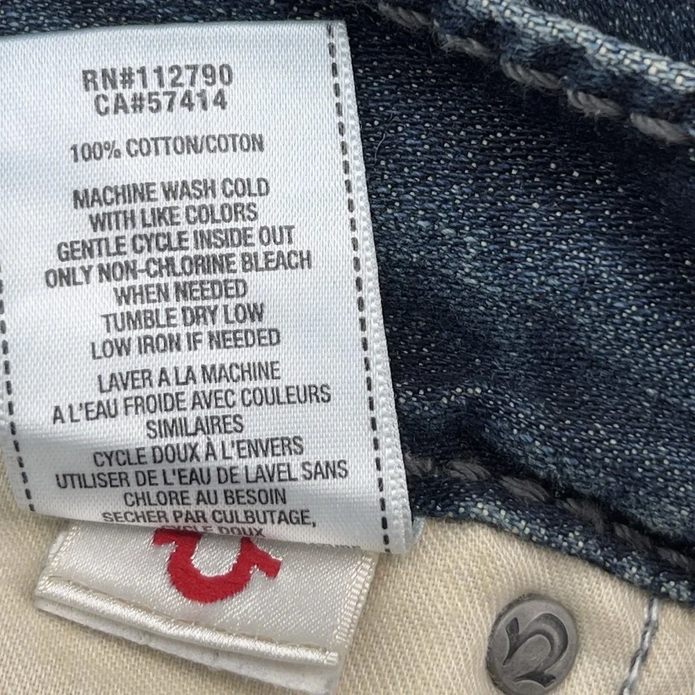 True Religion Mens 44x33 Ricky Relaxed Straight Leg Jeans Y2K Denim Made In USA